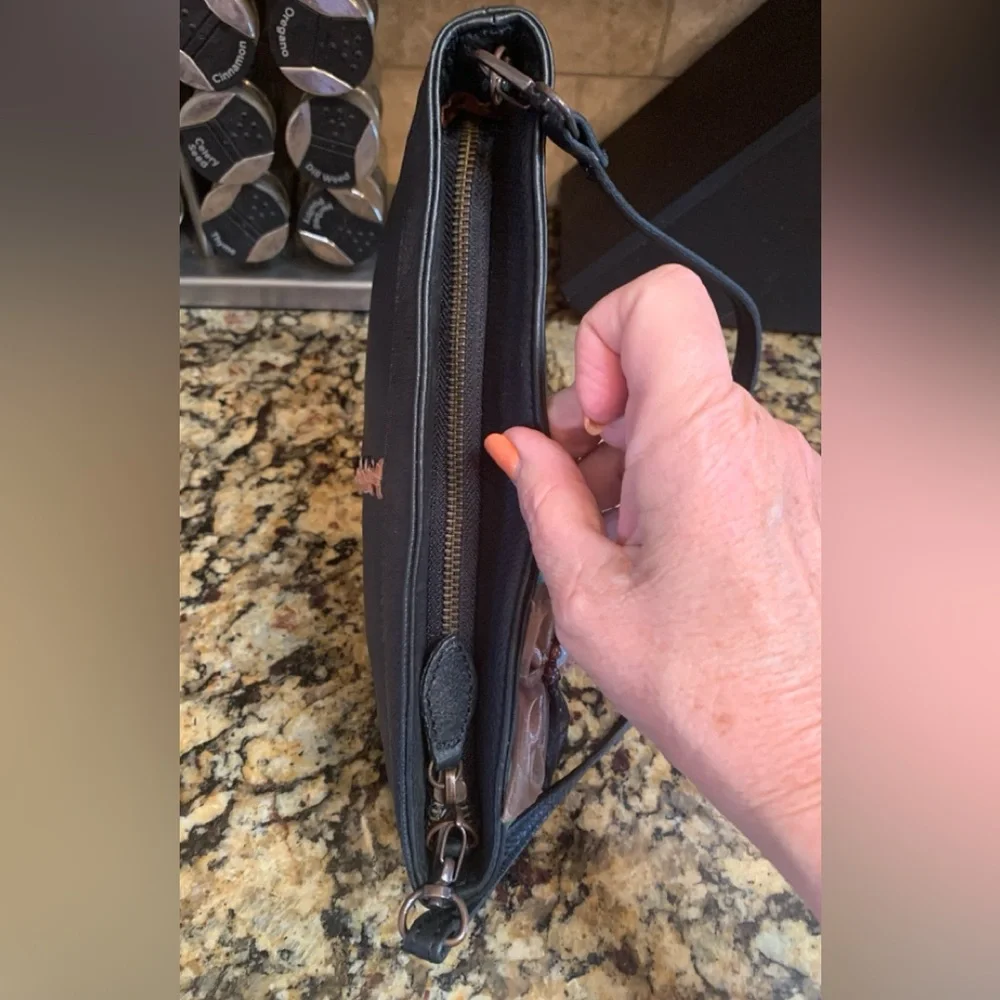 Vintage Black Leather Clutch Purse